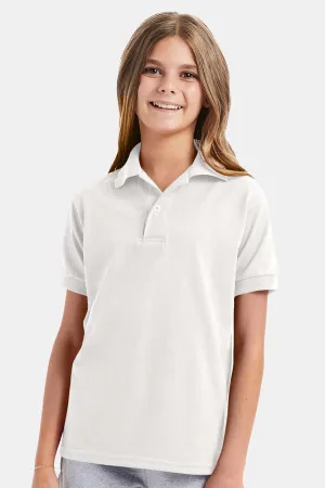 Hanes Youth EcoSmart Short Sleeve Polo Shirt - White  Best cheap Clothing Hanes