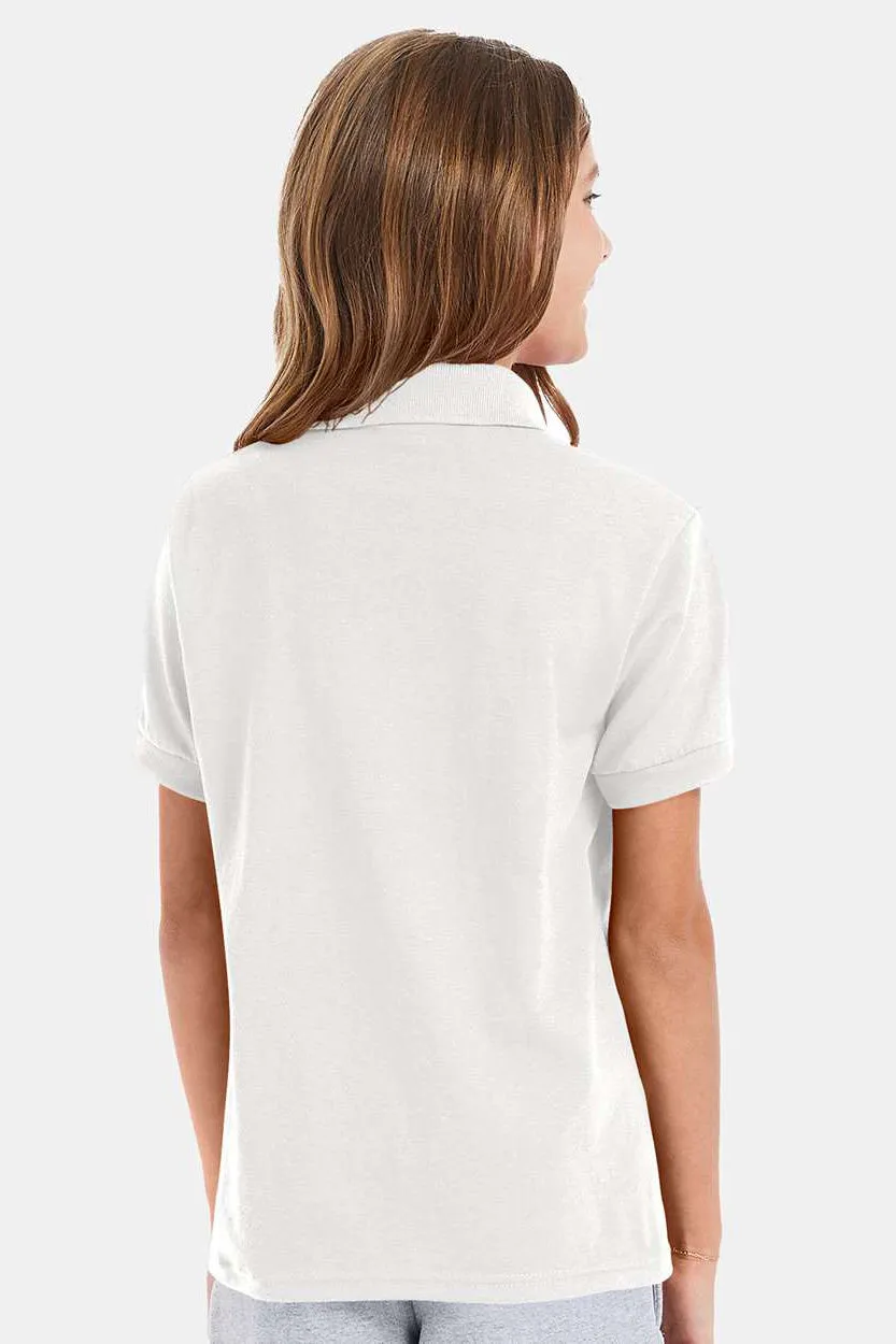 Hanes Youth EcoSmart Short Sleeve Polo Shirt - White  Best cheap Clothing Hanes