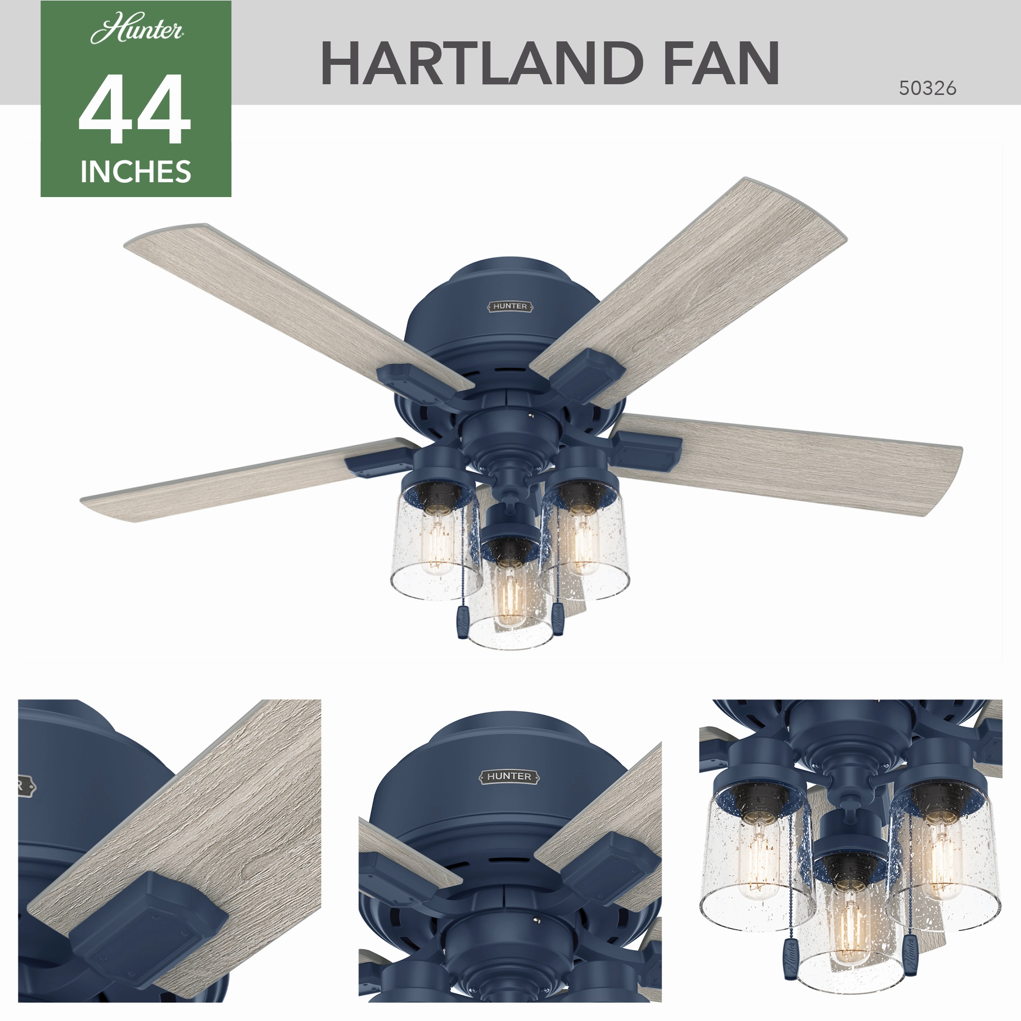 Hartland 44"Ceiling Fan Indigo Blue
