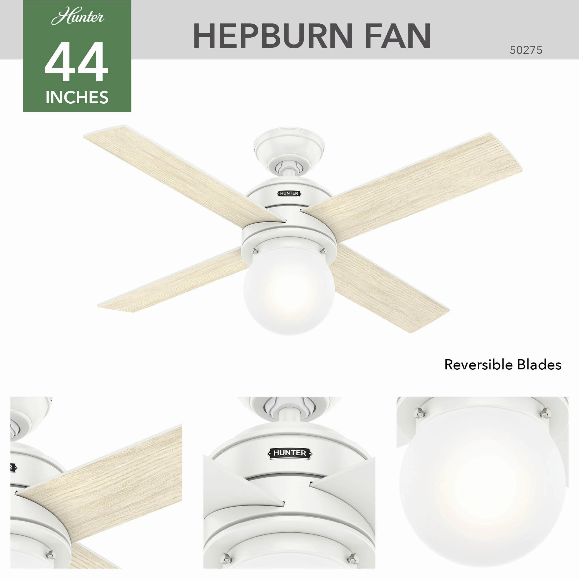 Hepburn 44"Ceiling Fan Matte White