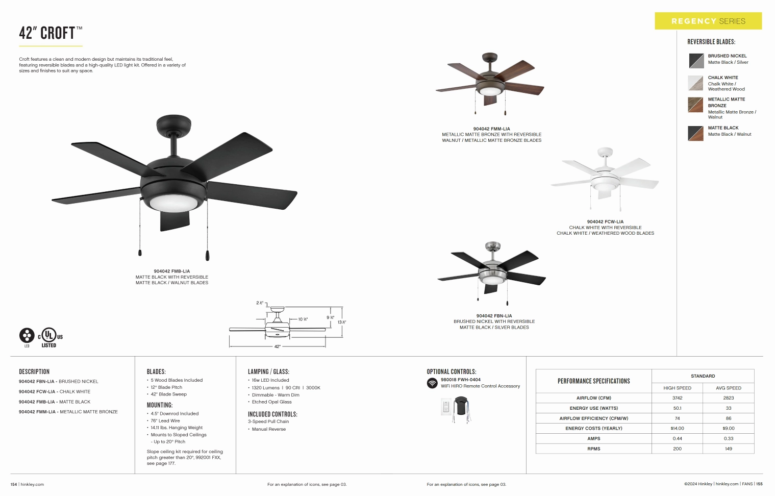 Hinkley Fan Croft 16W LED Pull Chain Ceiling Fan