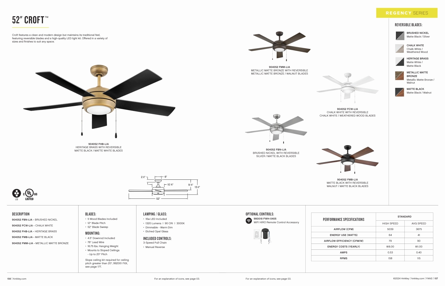 Hinkley Fan Croft 16W LED Pull Chain Ceiling Fan