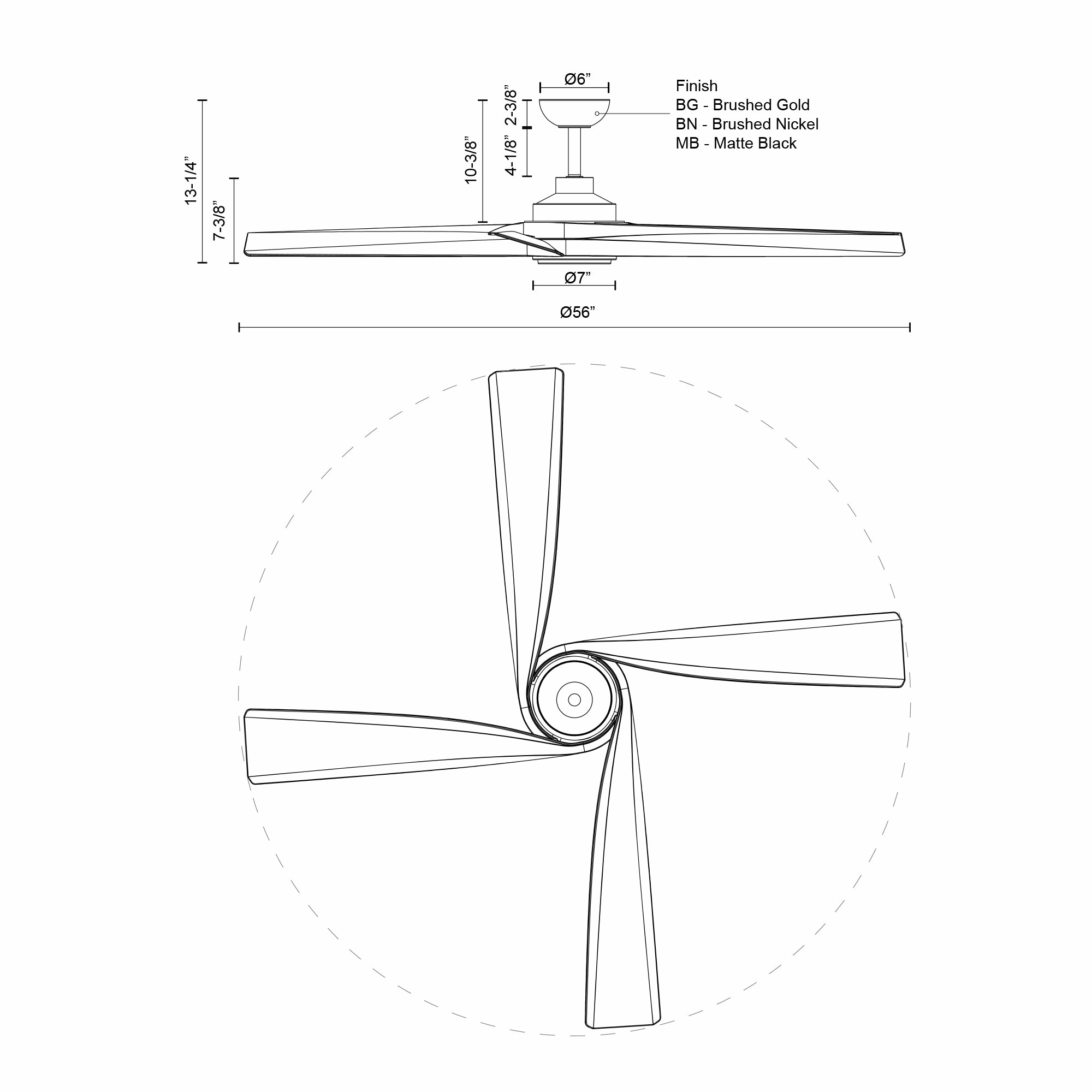 Horizon 56" Ceiling Fan Matte Black