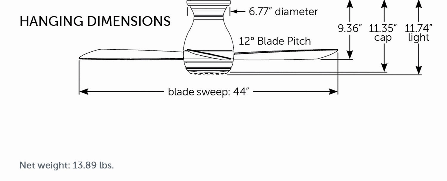 Hugh 44 44"Ceiling Fan Brushed Nickel