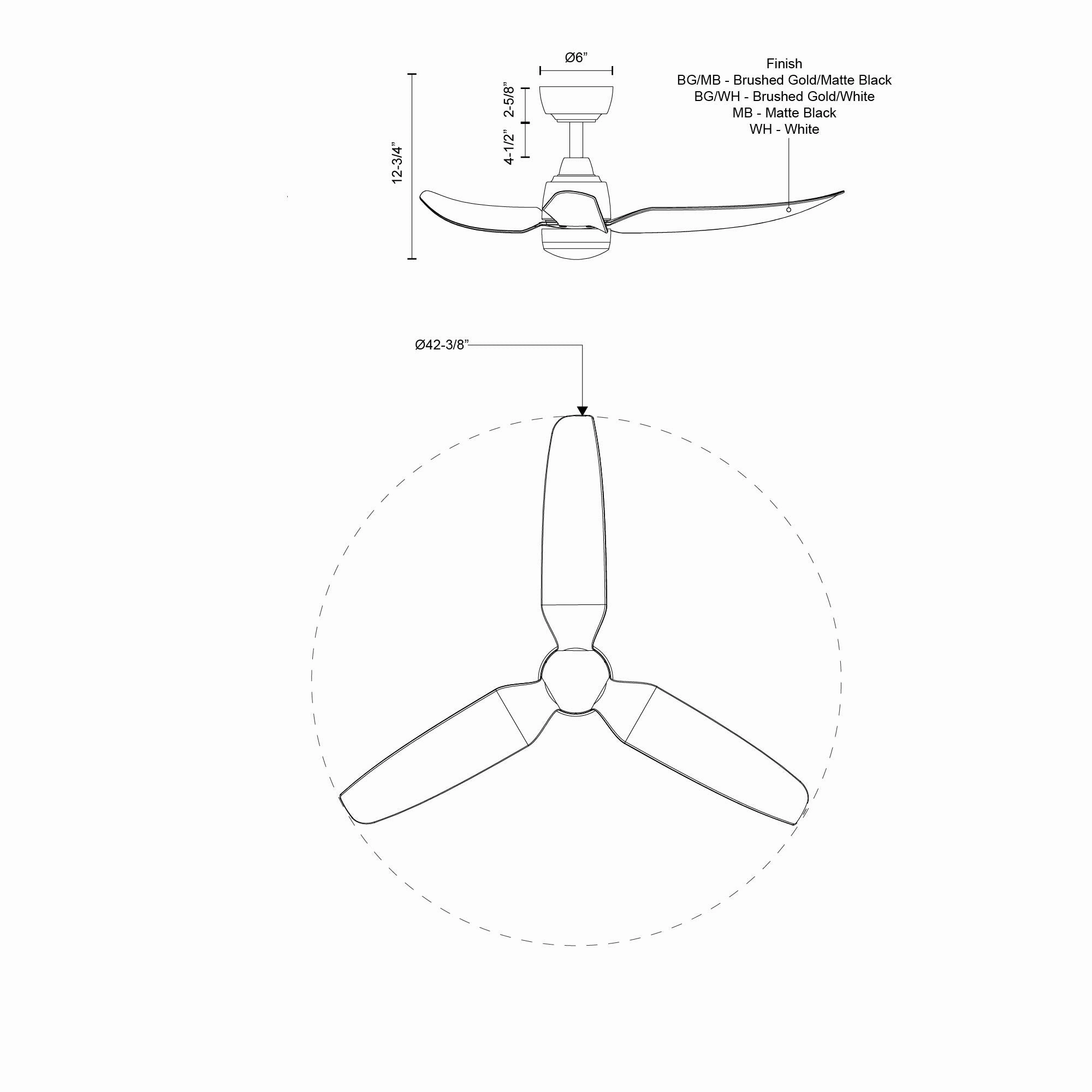 Hugo 42"Ceiling Fan Matte Black