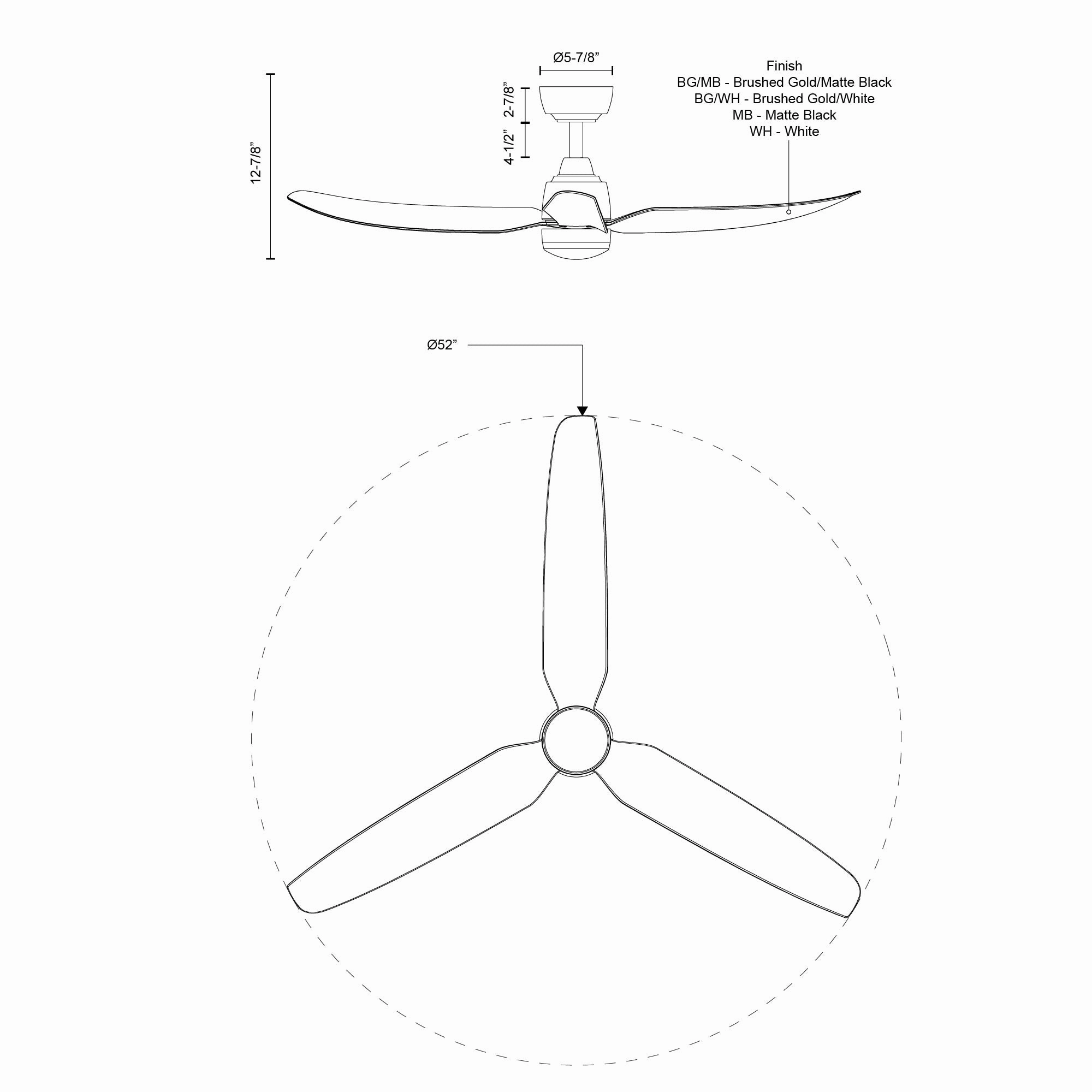 Hugo 52"Exterior Ceiling Fan Matte Black