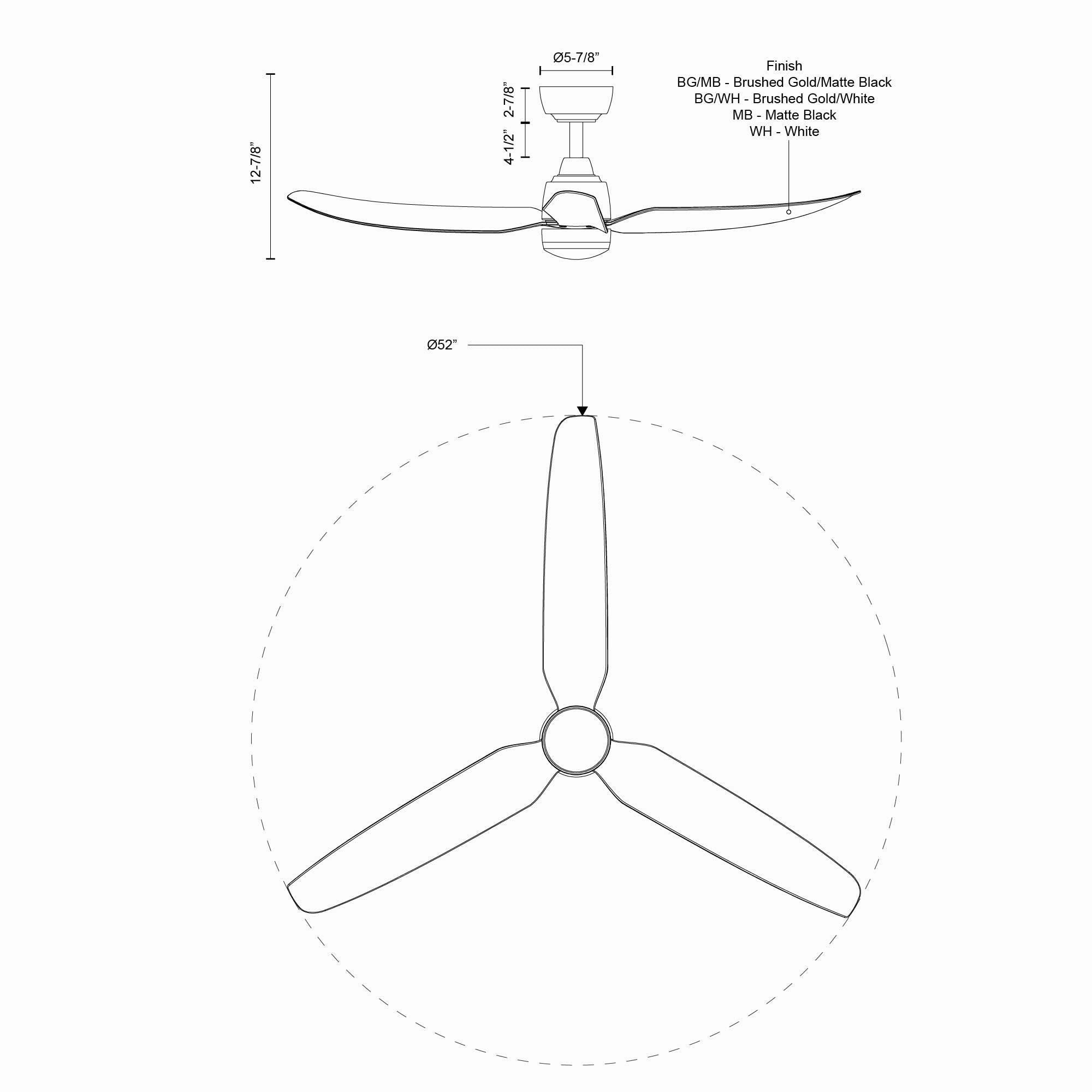 Hugo 52"Exterior Ceiling Fan Matte White