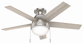 Hunter Fan Anslee 46" Flushmount Pull Chain Ceiling Fan with 18W LED low-profile ceiling fans with lights