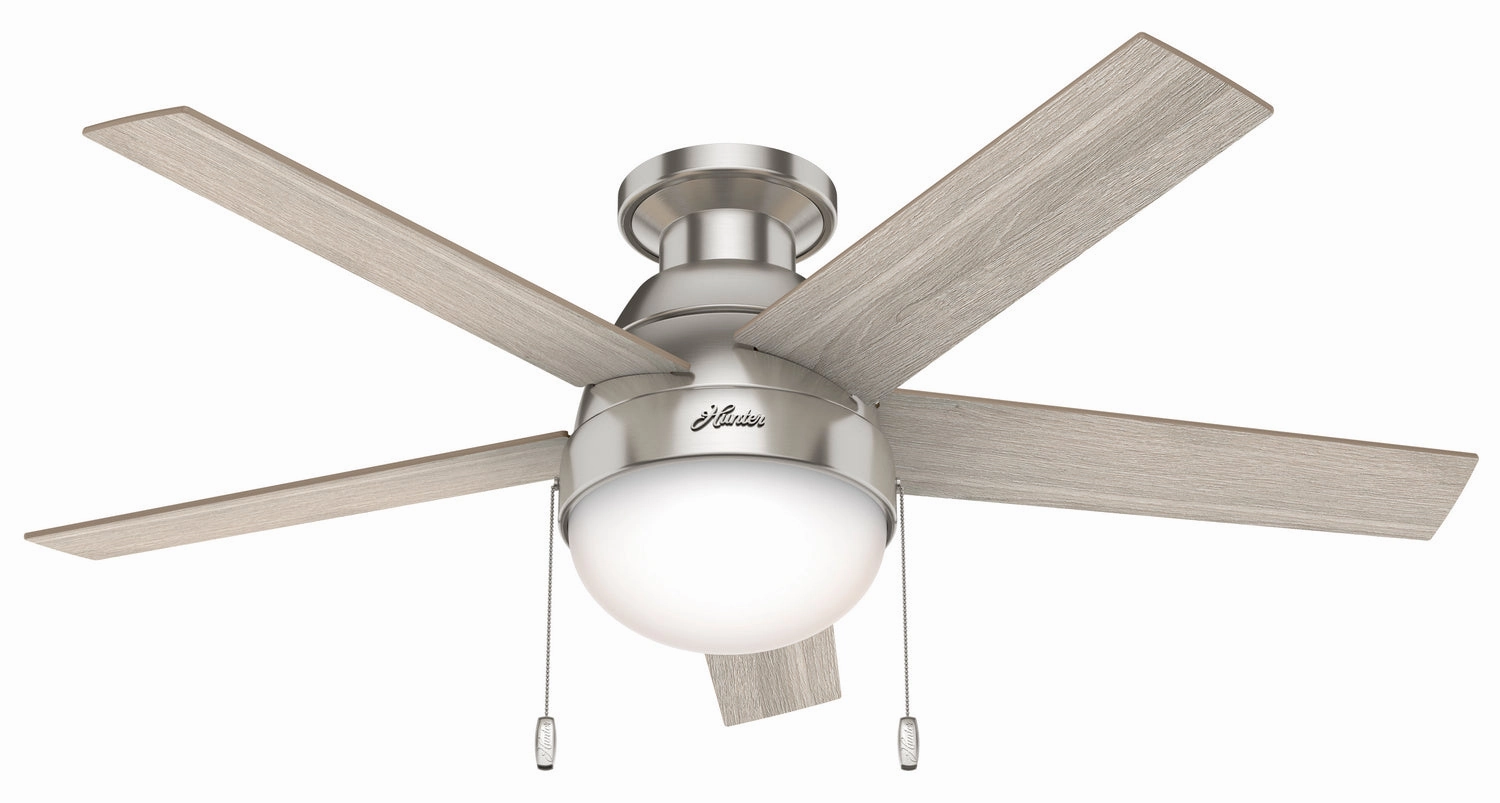 Hunter Fan Anslee 46" Flushmount Pull Chain Ceiling Fan with 18W LED low-profile ceiling fans with lights