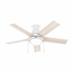 Hunter Fan Aren 44" Flushmount Pull Chain Ceiling Fan with 14W LED low-noise indoor fans for peaceful settings