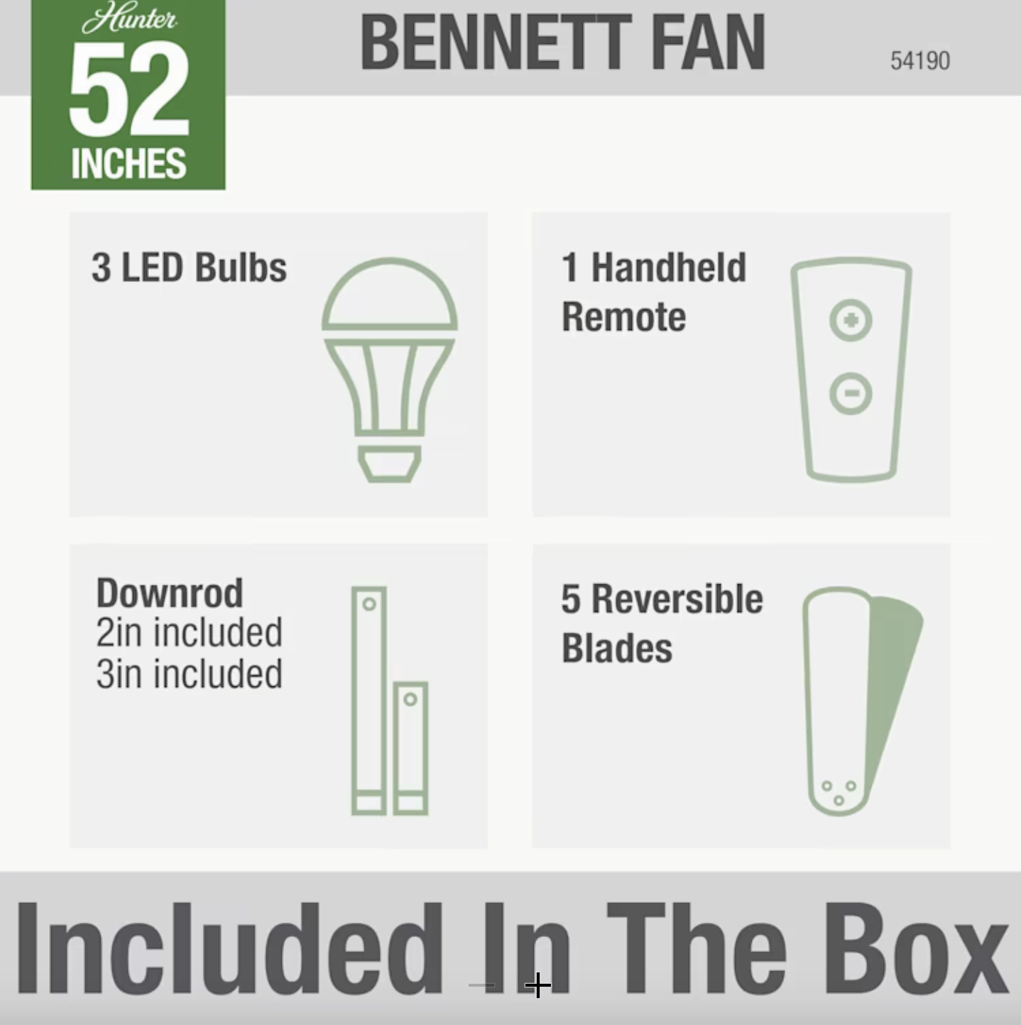 Hunter Fan Bennett Ceiling Fan with 3lights 11W LED and Remote