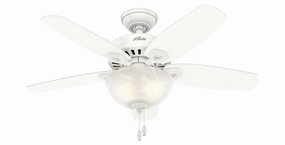 Hunter Fan Builder 42" Pull Chain Ceiling Fan with 14W LED compact indoor fans for apartment use