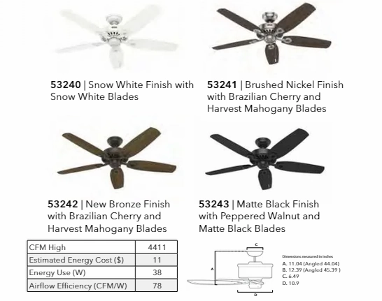 Hunter Fan Builder Elite 52" Pull Chain Ceiling Fan