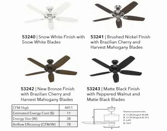 Hunter Fan Builder Elite 52" Pull Chain Ceiling Fan