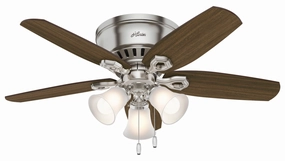 Hunter Fan Builder Flushmount Pull Chain Ceiling Fan with 27W LED low-profile ceiling fans with lights