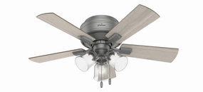 Hunter Fan Crestfield Flushmount Pull Chain Ceiling Fan with 27W LED Modern ceiling fan for home cooling