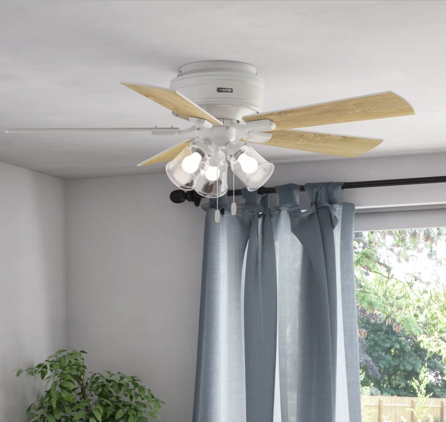 Hunter Fan Crestfield Flushmount Pull Chain Ceiling Fan with 27W LED