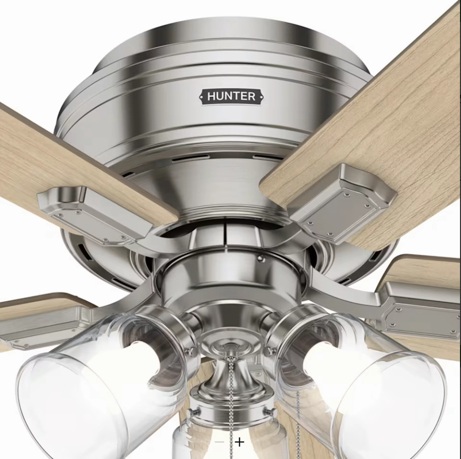 Hunter Fan Crestfield Flushmount Pull Chain Ceiling Fan with 27W LED