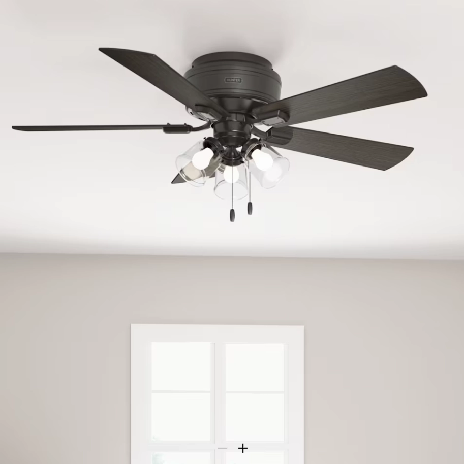 Hunter Fan Crestfield Flushmount Pull Chain Ceiling Fan with 27W LED
