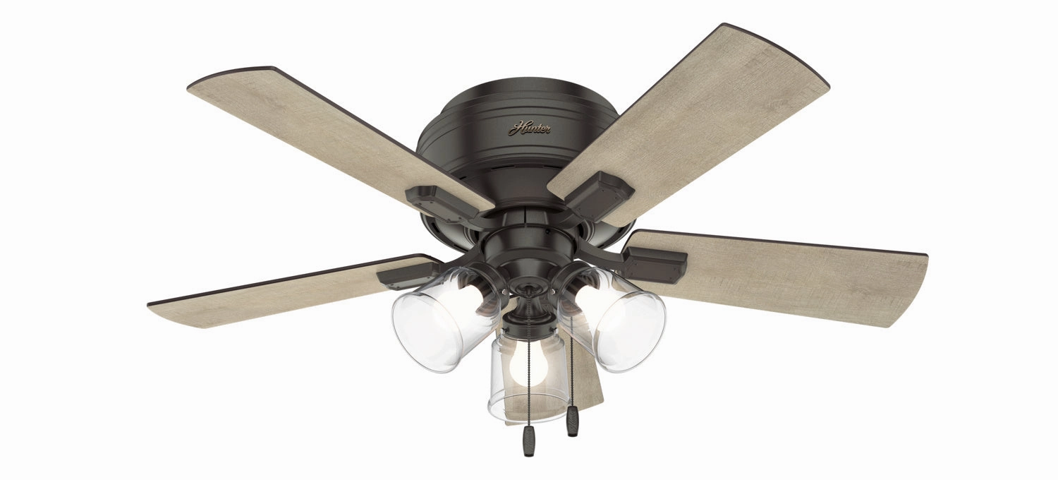 Hunter Fan Crestfield Flushmount Pull Chain Ceiling Fan with 27W LED