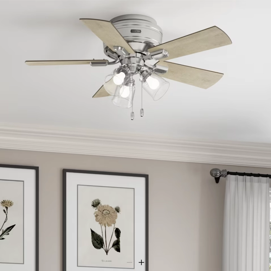 Hunter Fan Crestfield Flushmount Pull Chain Ceiling Fan with 27W LED
