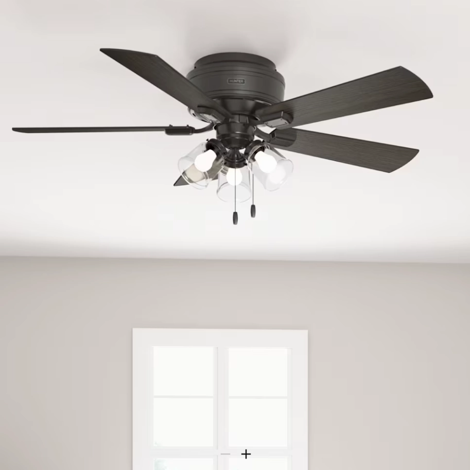 Hunter Fan Crestfield Flushmount Pull Chain Ceiling Fan with 27W LED