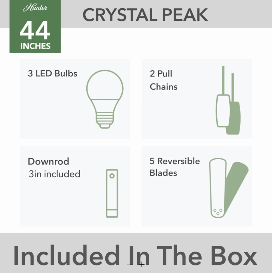 Hunter Fan Crystal Peak 44" Pull Chain Ceiling Fan with 21W LED