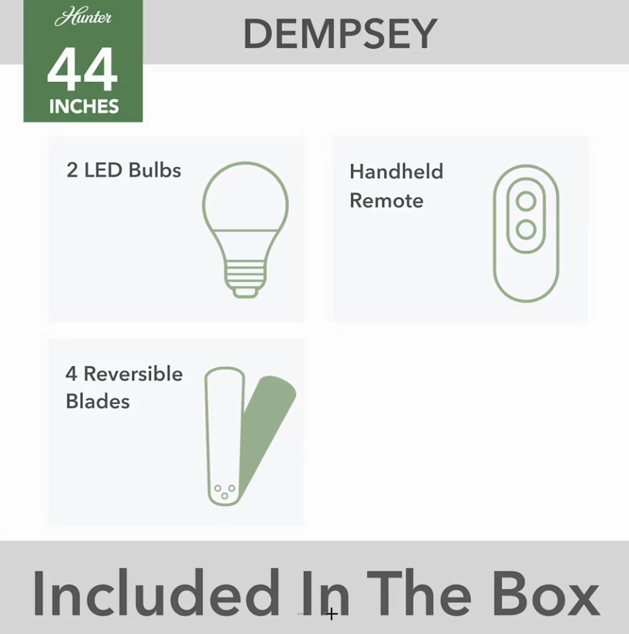 Hunter Fan Dempsey 44" Flushmount Ceiling Fan with 19W LED and Remote