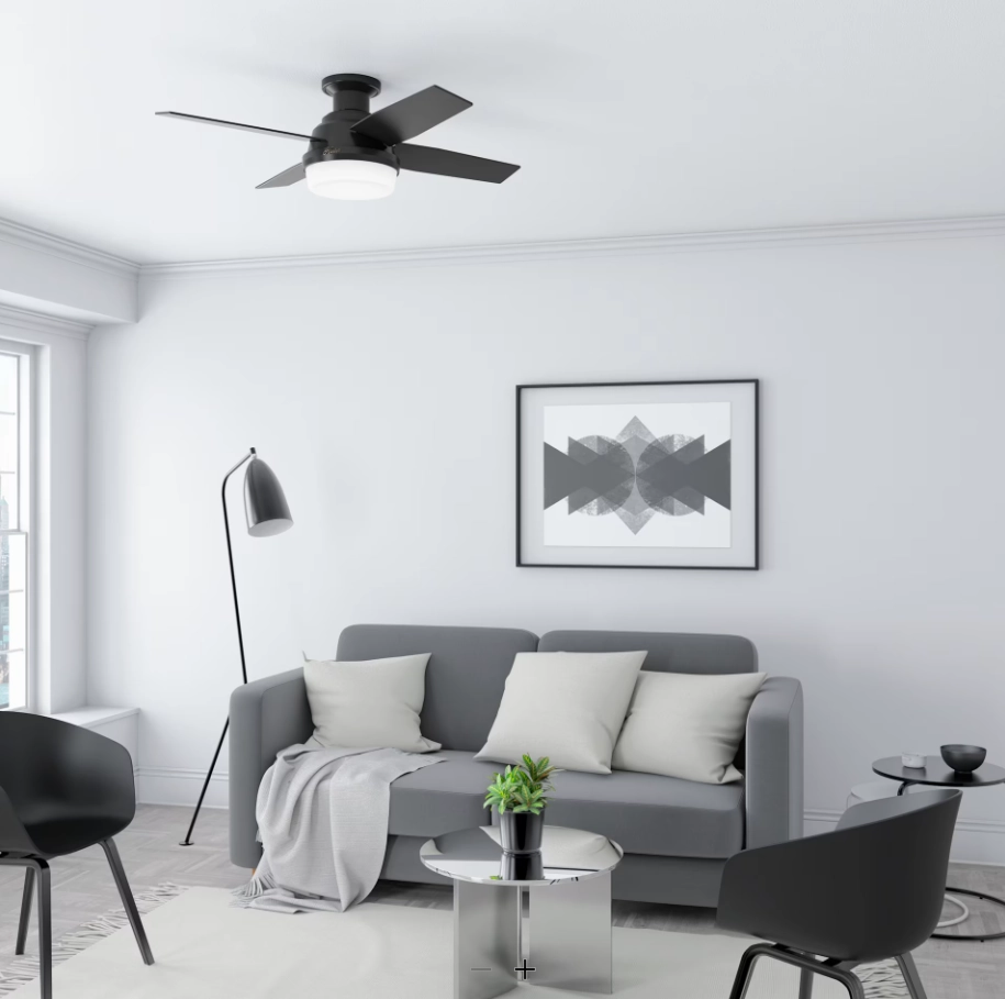Hunter Fan Dempsey Indoor/Outdoor 44" Flushmount Ceiling Fan with 18W LED and Remote