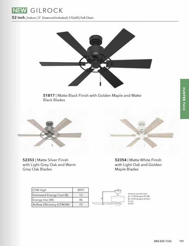 Hunter Fan Gilrock 52" Pull Chain Ceiling Fan