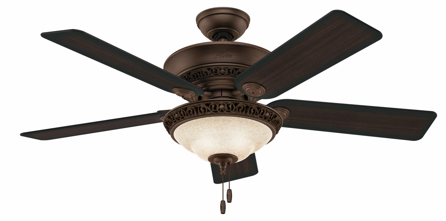 Hunter Fan Italian Countryside 52" Indoor Pull Chain Ceiling Fan with 6.5W LED in P.A Cocoa Modern ceiling fan for home cooling