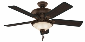 Hunter Fan Italian Countryside 52" Indoor Pull Chain Ceiling Fan with 6.5W LED in P.A Cocoa low-noise indoor fans for peaceful settings