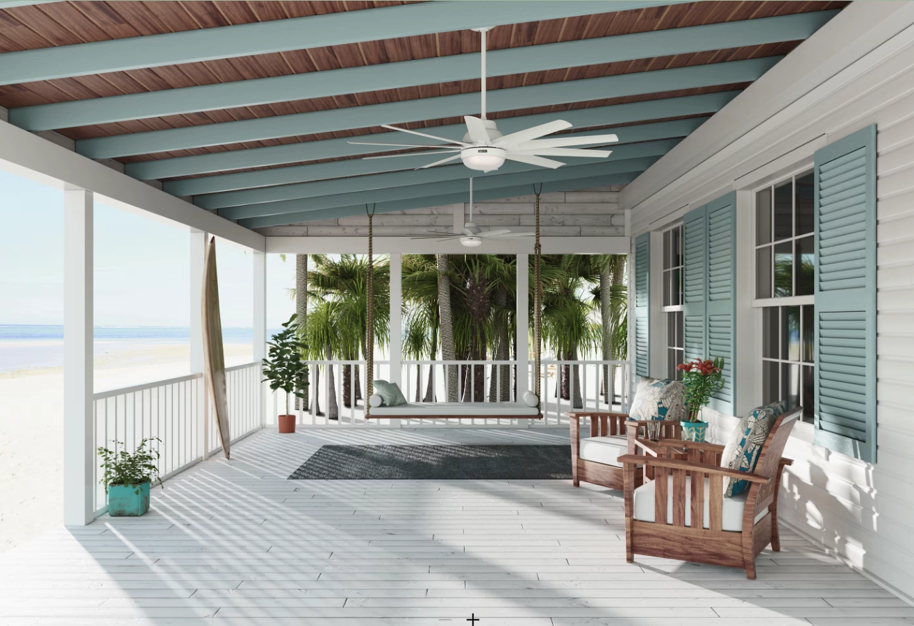 Hunter Fan Overton Outdoor DC Ceiling Fan with 18W LED and Wall Control