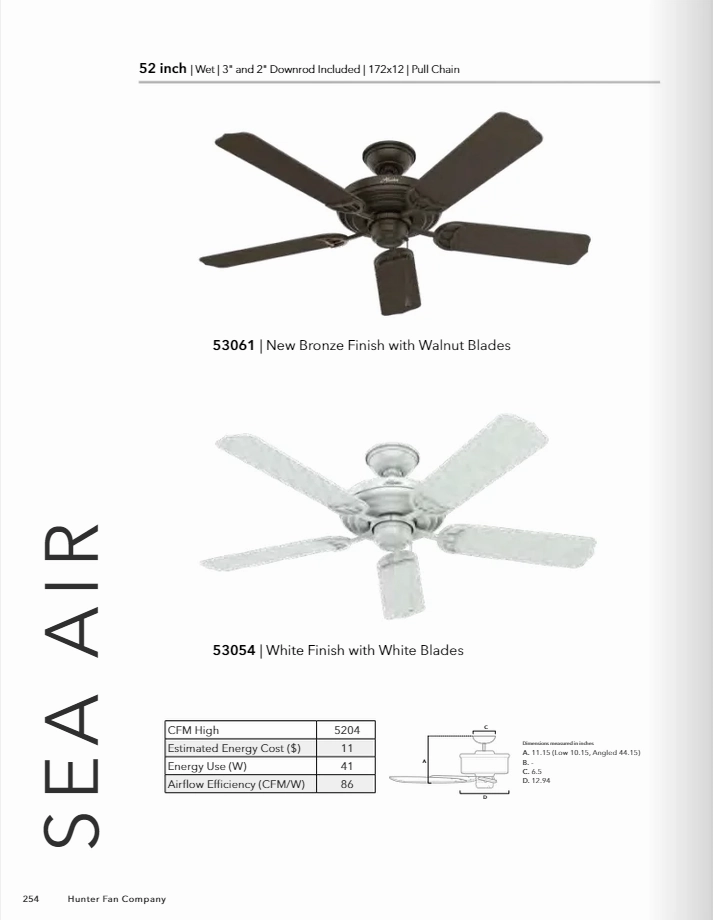 Hunter Fan Sea Air 52" Outdoor Pull Chain Ceiling Fan