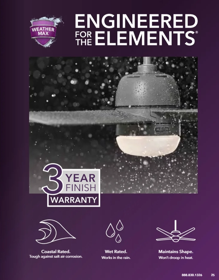 Hunter Fan Sea Point 52" Outdoor Pull Chain Ceiling Fan with 14W LED