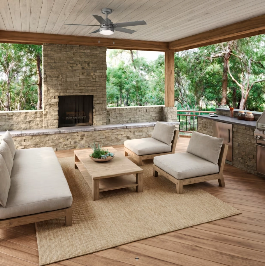 Hunter Fan Sea Point 52" Outdoor Pull Chain Ceiling Fan with 14W LED