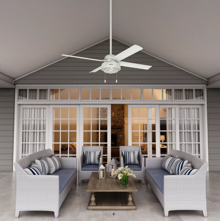 Hunter Fan Spring Mill 52" Outdoor Pull Chain Ceiling Fan with 7W LED