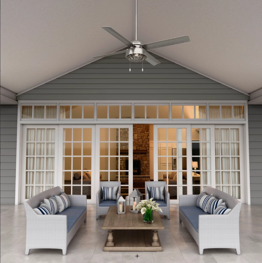 Hunter Fan Spring Mill 52" Outdoor Pull Chain Ceiling Fan with 7W LED
