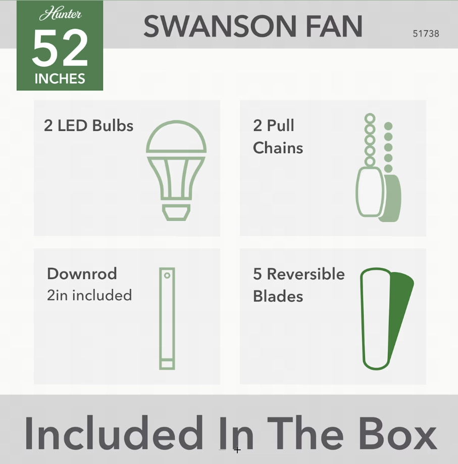 Hunter Fan Swanson 52" Indoor Pull Chain Ceiling Fan with 19.5W LED
