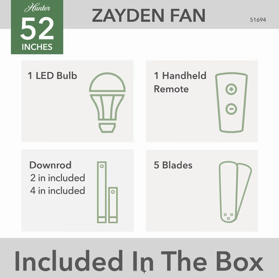Hunter Fan Zayden 52" Indoor Ceiling Fan with LED and Remote