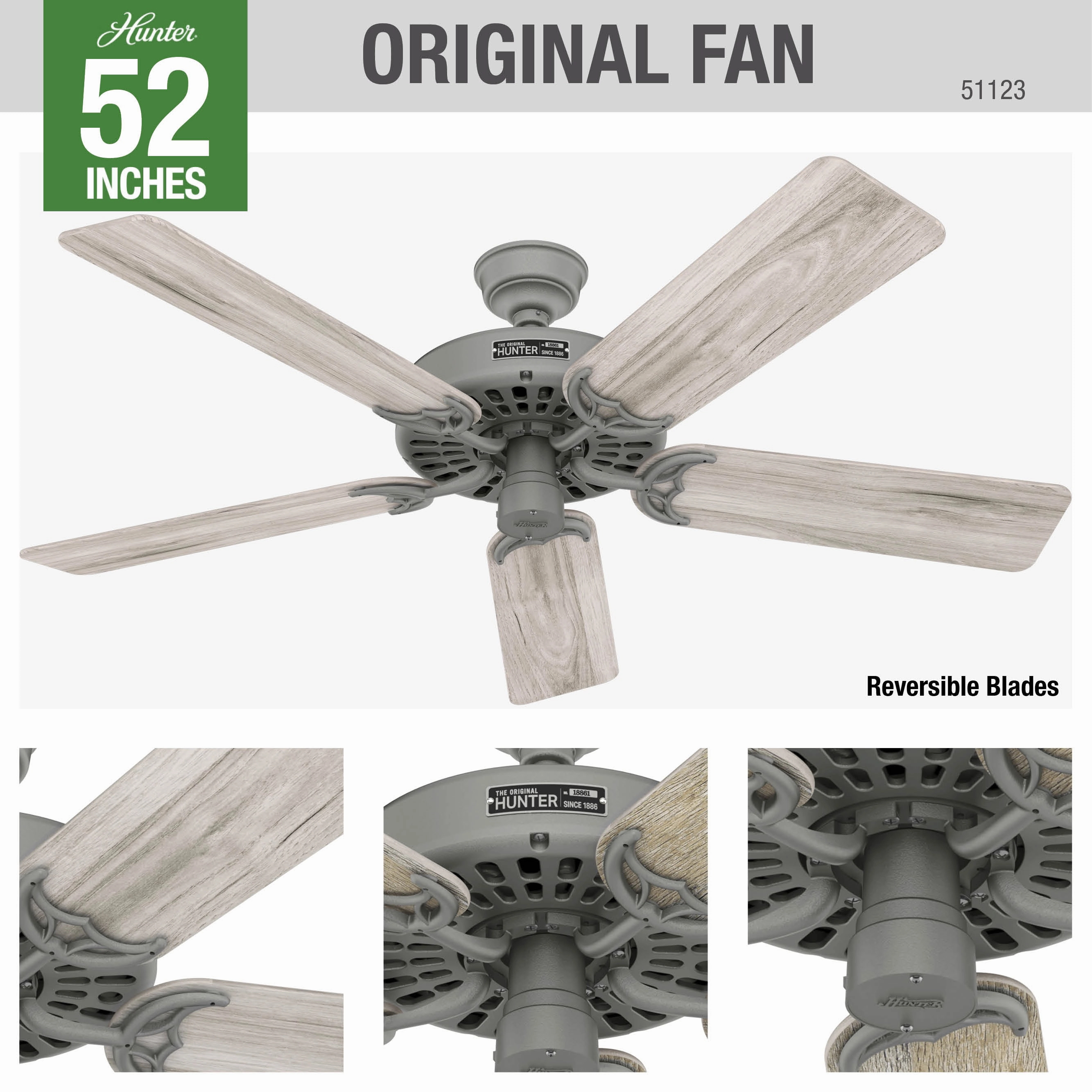 Hunter Original 52"Ceiling Fan Matte Silver