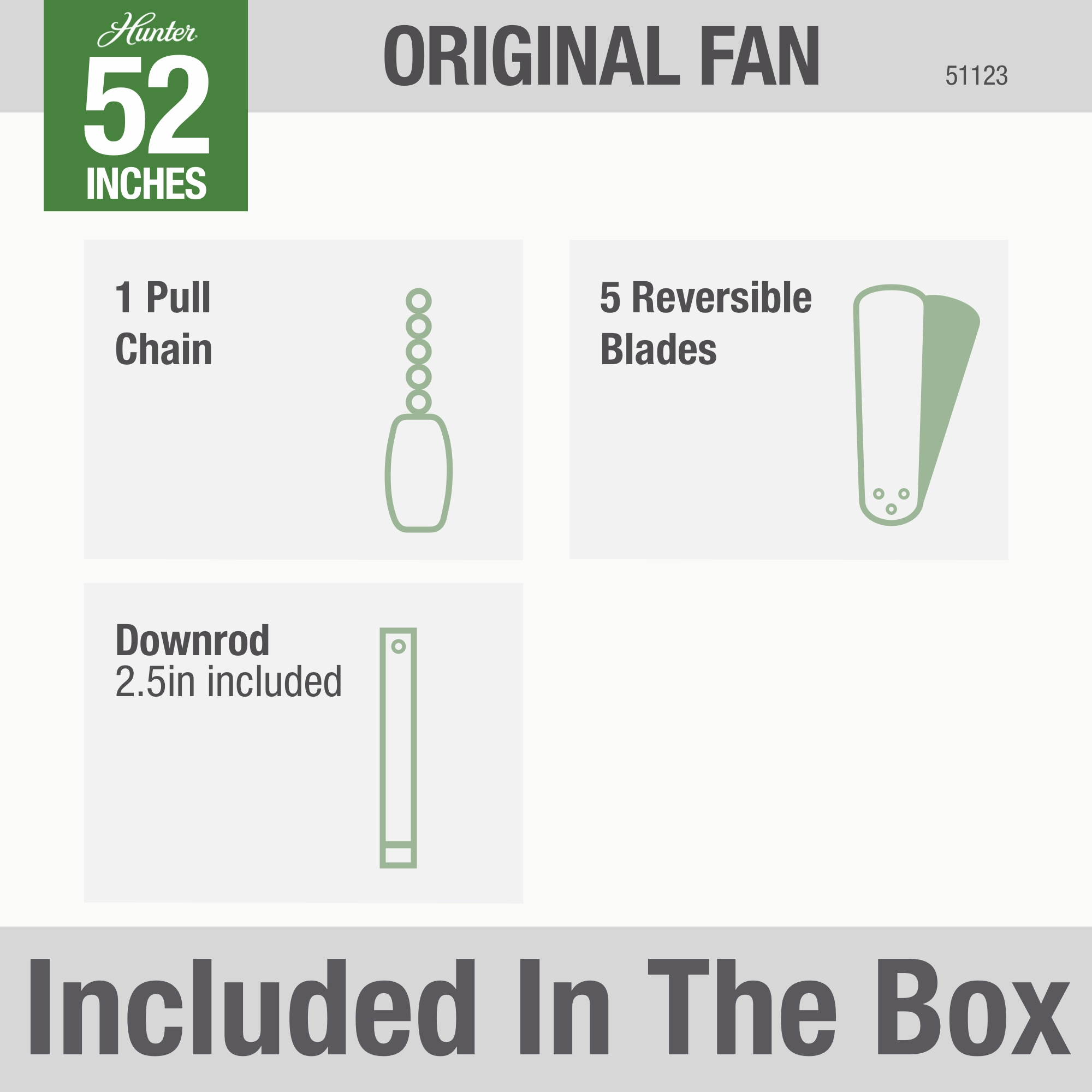 Hunter Original 52"Ceiling Fan Matte Silver
