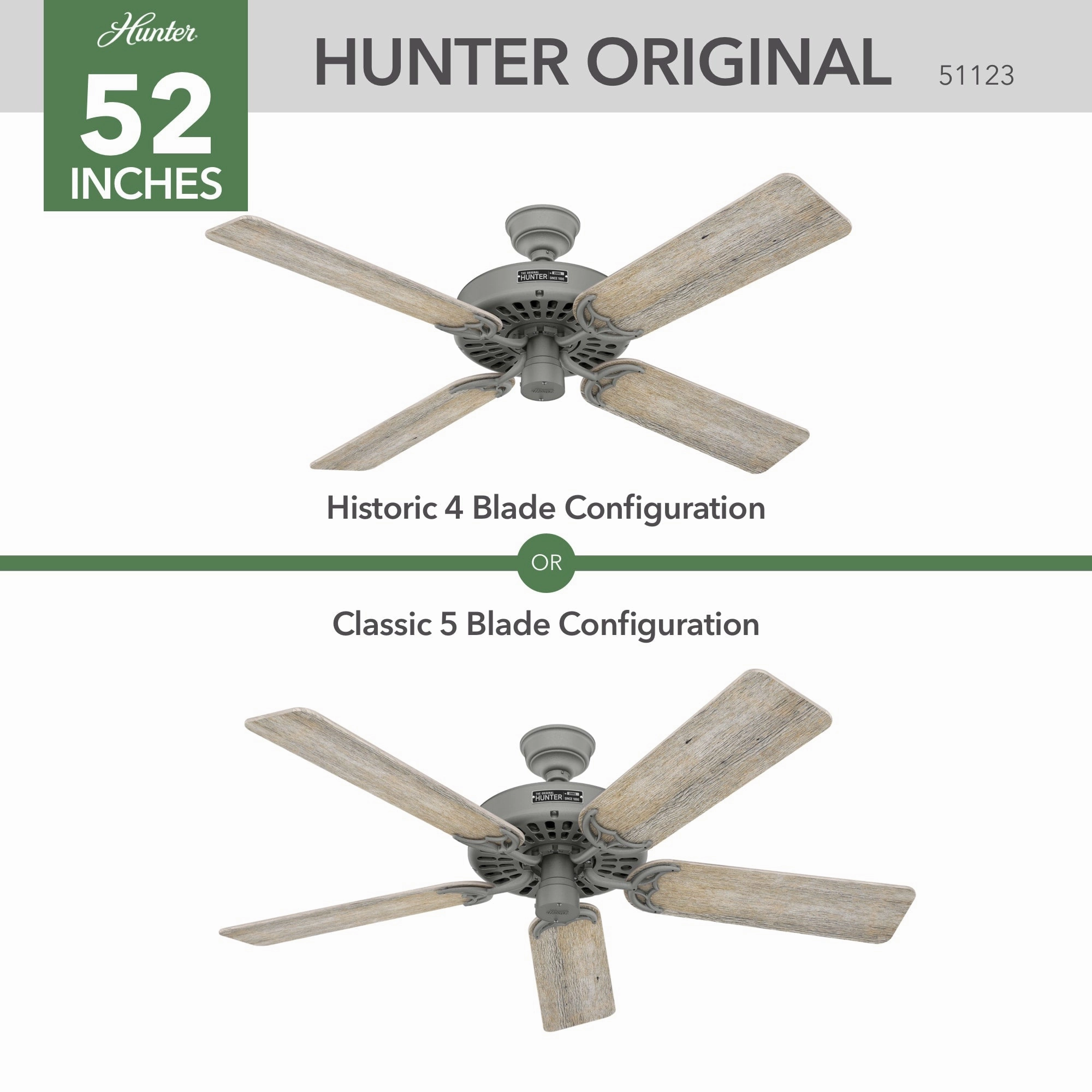 Hunter Original 52"Ceiling Fan Matte Silver