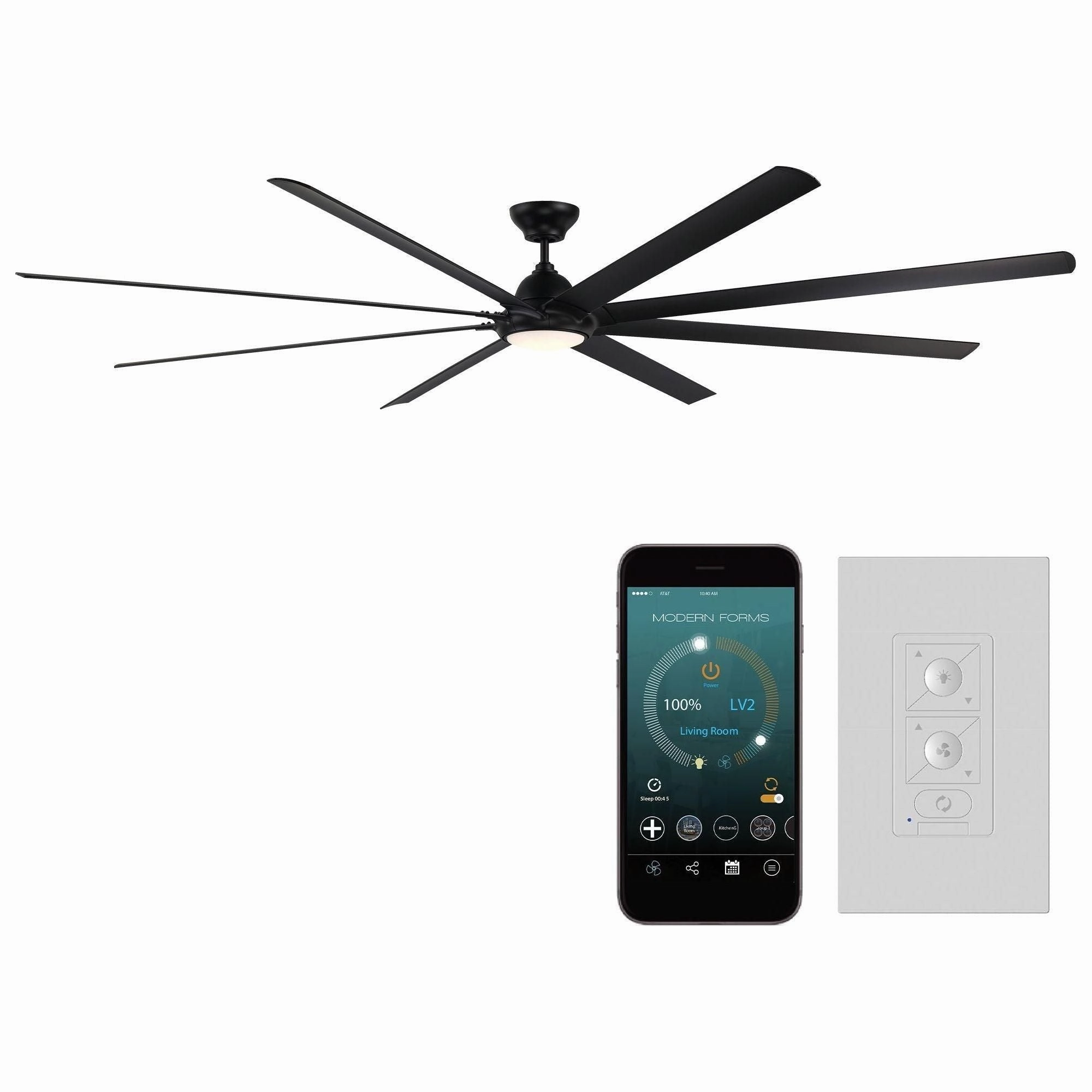 Hydra Indoor/Outdoor 8-Blade 120" Smart Ceiling Fan with LED Light Kit quiet ceiling fans with remote control