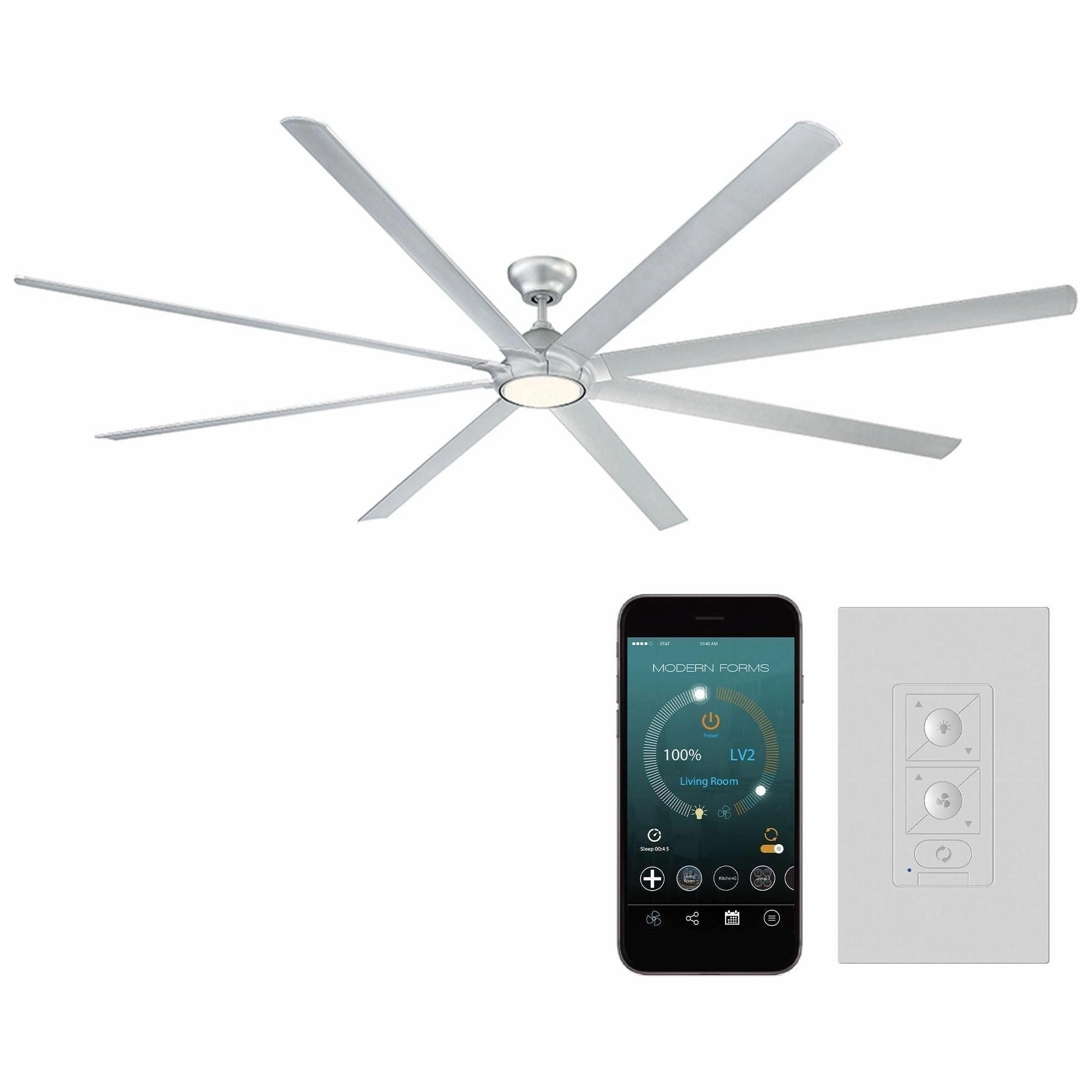 Hydra Indoor/Outdoor 8-Blade 120" Smart Ceiling Fan with LED Light Kit
