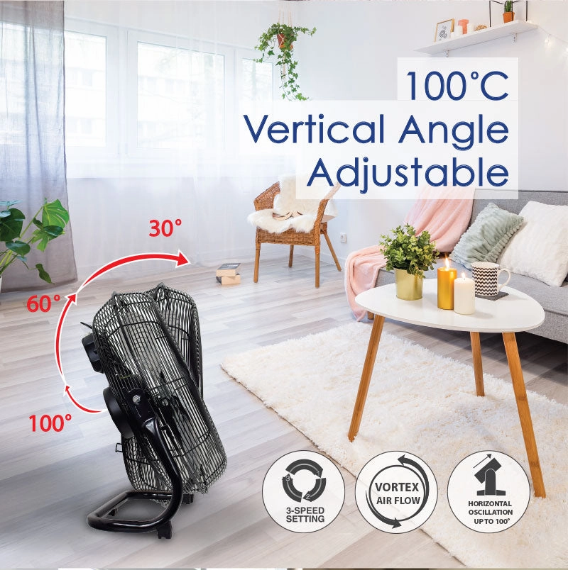 iFan 12" High Velocity Fan  Metal Blades, Vortex Air Flow, Adjustable Tilt, Durable, Overheat Protection, 3-Speed, black, IF1812