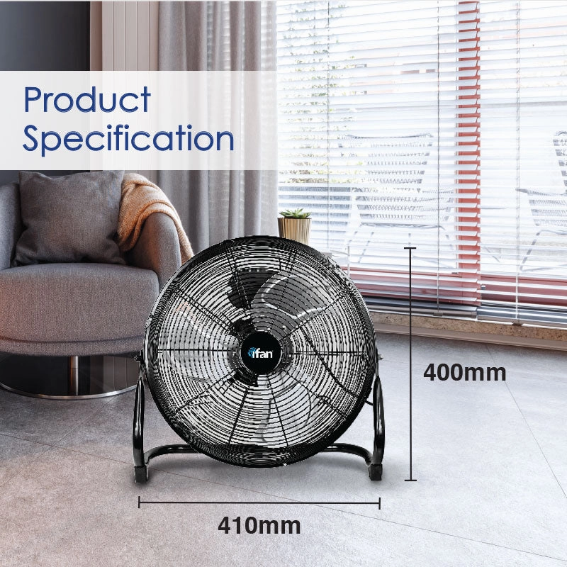 iFan 12" High Velocity Fan  Metal Blades, Vortex Air Flow, Adjustable Tilt, Durable, Overheat Protection, 3-Speed, black, IF1812