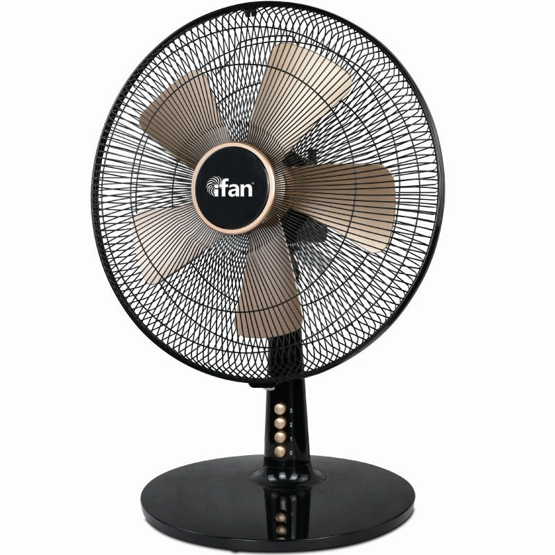 iFan 16" Desk Fan  5 Blades, Turbo Fan, Vortex Airflow, Oscillation, Adjustable Height, Energy-saving, 3-Speed, black, IF402