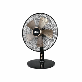 iFan 16" Desk Fan  5 Blades, Turbo Fan, Vortex Airflow, Oscillation, Adjustable Height, Energy-saving, 3-Speed, black, IF402 standing and wall fan combo for airflow control