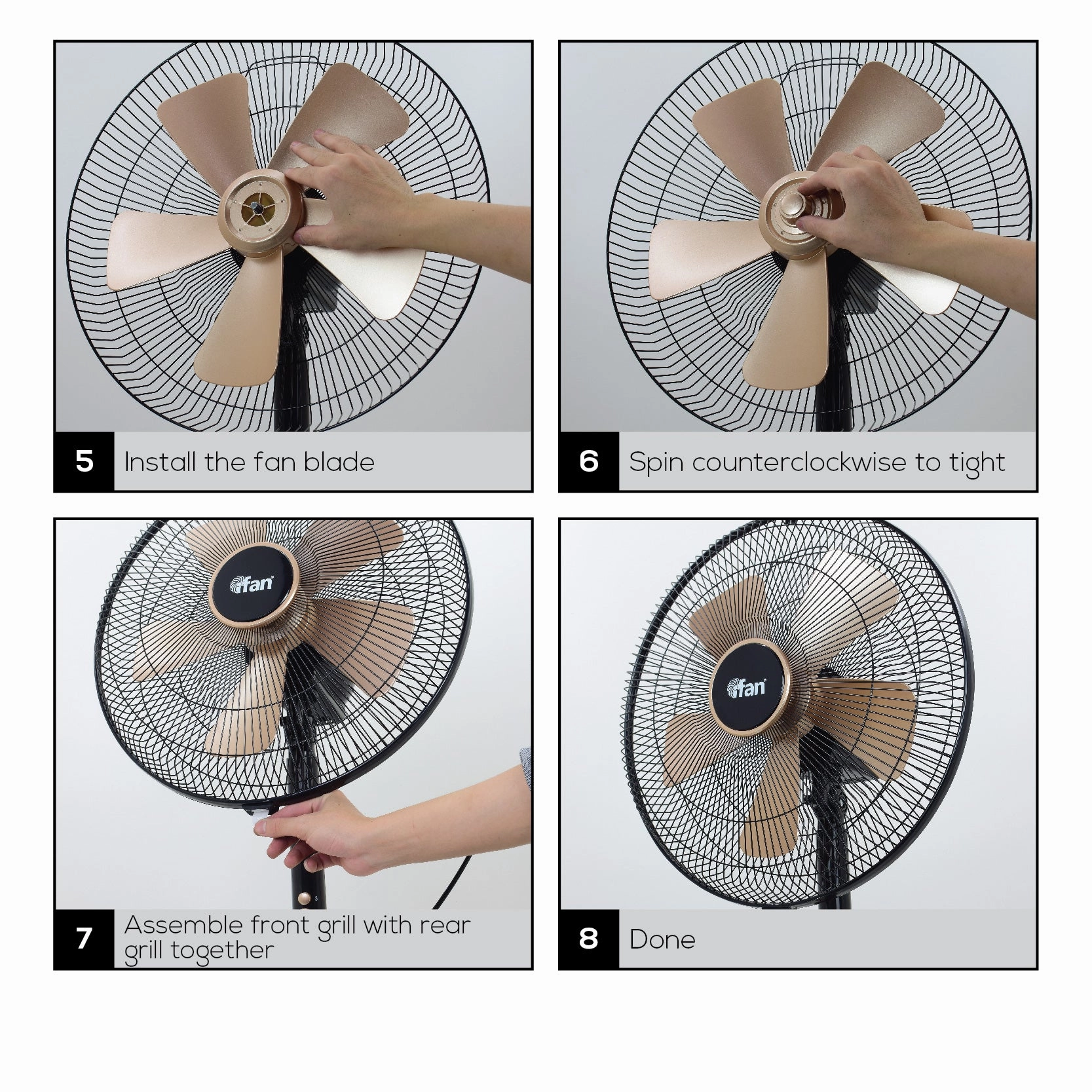 iFan 16" Stand Fan  5 Blades, Turbo Fan, Vortex Airflow, Oscillation, Adjustable Height, Energy-saving, 3-Speed, black, IF401